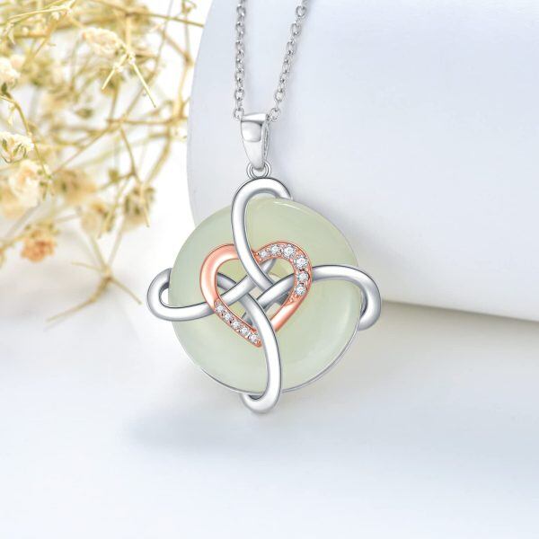 Sterling Silver Celtic Knot Jade Pendant Necklace-3