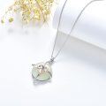 wholesale 925 Sterling Silver Green Jade Celtic Love Knot Heart Pendant Necklace Valentines Mothers Day Gifts for Her-0-4
