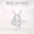 wholesale White Gold Plated 925 Sterling Silver Double Heart Pendant with Diamonds (0.1 ct) - 16-20 Chain-0-2