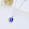wholesale 925 Sterling Silver Owl Pendant Necklace with Blue Crystal Glass Gemstone s for Women and Girls-0-4