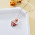 wholesale  Sterling Silver Rose Quartz Heart Pendant Necklace for Women -0-4