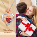 wholesale  Sterling Silver Rose Quartz Heart Pendant Necklace for Women -0-5