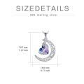 wholesale 925 Sterling Silver Purple Crystal Heart & Moon Stars Pendant Necklace - Valentines Day Gifts for Her-0-1