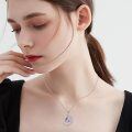 wholesale 925 Sterling Silver Purple Crystal Heart & Moon Stars Pendant Necklace - Valentines Day Gifts for Her-0-2