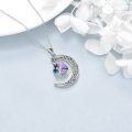 wholesale 925 Sterling Silver Purple Crystal Heart & Moon Stars Pendant Necklace - Valentines Day Gifts for Her-0-4