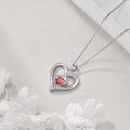 wholesale 925 Sterling Silver Red Crystal Heart Pendant Necklace for Women Gifts-0-4