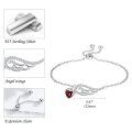 wholesale 925 Sterling Silver Garnet Birthstone Angel Wing Heart Charm Adjustable Bracelet s for Women-0-1