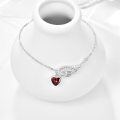 wholesale 925 Sterling Silver Garnet Birthstone Angel Wing Heart Charm Adjustable Bracelet s for Women-0-4