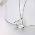 wholesale 925 Sterling Silver Heart-Shaped Elephant Pendant Necklace with Cubic Zirconia Stones Luck Charm  for Women and Girls-0-2