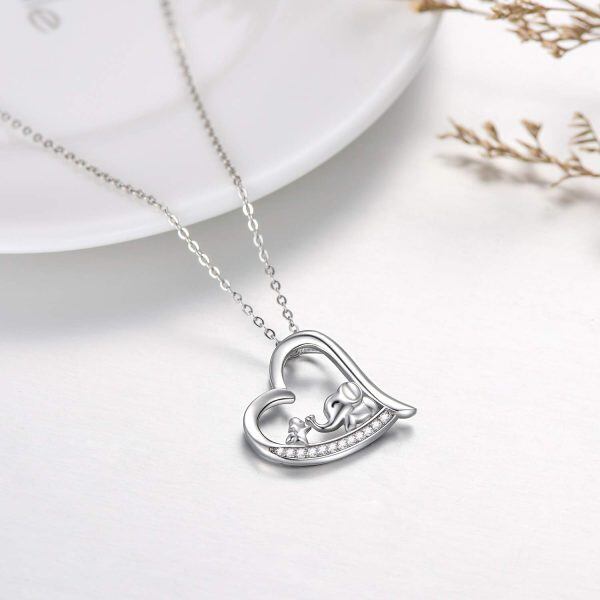 Sterling Silver Elephant Heart Pendant Necklace-3