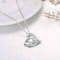 wholesale 925 Sterling Silver Heart-Shaped Elephant Pendant Necklace with Cubic Zirconia Stones Luck Charm  for Women and Girls-0-3