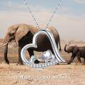 wholesale 925 Sterling Silver Heart-Shaped Elephant Pendant Necklace with Cubic Zirconia Stones Luck Charm  for Women and Girls-0-4