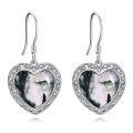 wholesale 925 Sterling Silver Celtic Knot & Moss Agate Heart Drop Earrings - Valentine's Day Gift for Her-0-0