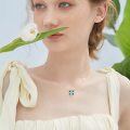 wholesale 925 Sterling Silver Green Crystal Four-Leaf Clover Lucky Charm Pendant Necklace for Women and Girls-0-2