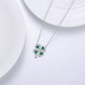 wholesale 925 Sterling Silver Green Crystal Four-Leaf Clover Lucky Charm Pendant Necklace for Women and Girls-0-4