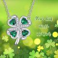 wholesale 925 Sterling Silver Green Crystal Four-Leaf Clover Lucky Charm Pendant Necklace for Women and Girls-0-5