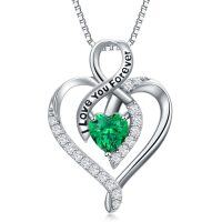 wholesale Sterling Silver Emerald Necklace for Women Valentine s Day Anniversary Gift - Rhodium Plated- Rhodium Plated