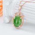 wholesale 925 Sterling Silver Plated Rose Gold  Green Jade Pendant Necklace for Mothers Day Gifts Women's Jewelry-0-3