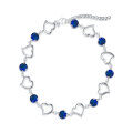 wholesale 925 Sterling Silver Heart & Blue Crystal Anklet for Women-0-0