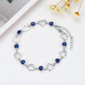 wholesale 925 Sterling Silver Heart & Blue Crystal Anklet for Women-0-4