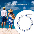 wholesale 925 Sterling Silver Heart & Blue Crystal Anklet for Women-0-5