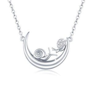 Sterling Silver Snail Mother and Child Pendant Necklace -0