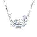 wholesale 925 Sterling Silver Crescent Moon with Snail Charm Necklace for Women Girl's Gifts-0-0