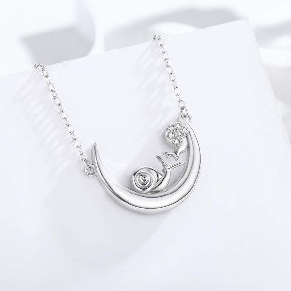 Sterling Silver Snail Mother and Child Pendant Necklace -4