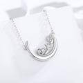 wholesale 925 Sterling Silver Crescent Moon with Snail Charm Necklace for Women Girl's Gifts-0-4