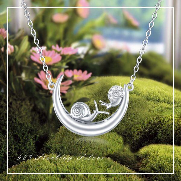 Sterling Silver Snail Mother and Child Pendant Necklace -5