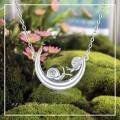 wholesale 925 Sterling Silver Crescent Moon with Snail Charm Necklace for Women Girl's Gifts-0-5