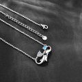 wholesale 925 Sterling Silver Double Dolphins with Blue Topaz Pendant Necklaces for Women Sea Life s-0-4