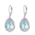 wholesale 925 Sterling Silver Blue Moonstone Tree of Life Earrings for Mom & Daughter Birthdays-0-0