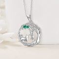 wholesale 925 Sterling Silver Green Emerald Cat Pendant Necklace Gift for Women Mother's Day Jewelry-0-3
