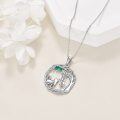 wholesale 925 Sterling Silver Green Emerald Cat Pendant Necklace Gift for Women Mother's Day Jewelry-0-4