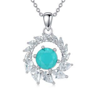 Sterling Silver Round Cubic Zirconia Pendant Necklace-0