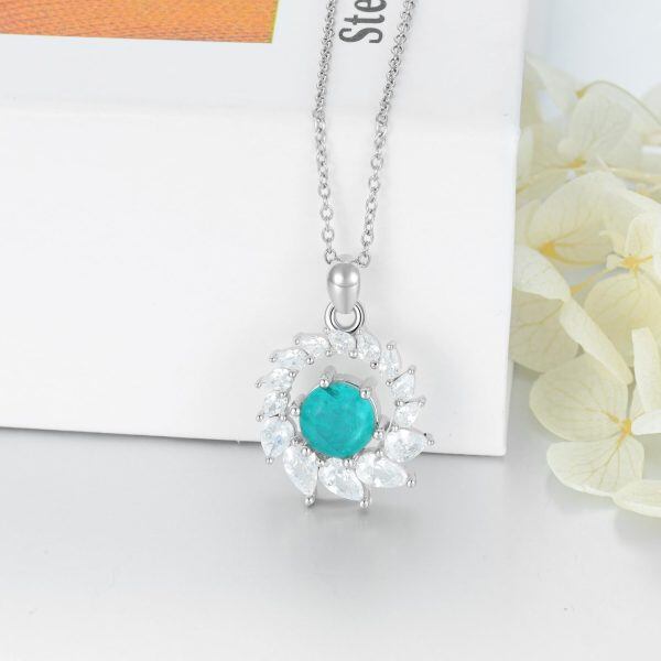 Sterling Silver Round Cubic Zirconia Pendant Necklace-4