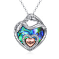 wholesale 925 Sterling Silver Heart-Shaped Mother's Day Pendant Necklaces with Abalone Shell and Cubic Zirconia for Women Girls Mom Gifts-0-0