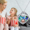 wholesale 925 Sterling Silver Heart-Shaped Mother's Day Pendant Necklaces with Abalone Shell and Cubic Zirconia for Women Girls Mom Gifts-0-5