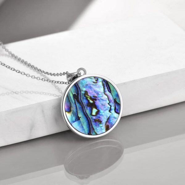 Sterling Silver Tree of Life & Mother Child Pendant Necklace with Abalone Shell-4