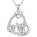 wholesale 925 Sterling Silver Highland Cow Heart Pendant Necklace for Women Girls Mom-0-0