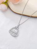 wholesale 925 Sterling Silver Highland Cow Heart Pendant Necklace for Women Girls Mom-0-4