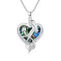 wholesale 925 Sterling Silver Abalone Shell Heart Pendant Necklace for Mom and Daughter - Mothers Day Gift-0-0