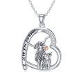 wholesale 925 Sterling Silver Heart-Shaped Highland Cow Family Pendant Necklace-0-0