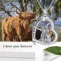 wholesale 925 Sterling Silver Heart-Shaped Highland Cow Family Pendant Necklace-0-5