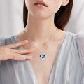 wholesale 925 Sterling Silver Blue Heart Shaped Love Family Pendant Necklace for Women-0-2