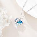 wholesale 925 Sterling Silver Blue Heart Shaped Love Family Pendant Necklace for Women-0-3