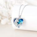 wholesale 925 Sterling Silver Blue Heart Shaped Love Family Pendant Necklace for Women-0-4