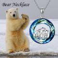 wholesale 925 Sterling Silver Blue Crystal Polar Bear Family Pendant Necklaces Mom Daughter Gifts for Her-0-5