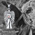 wholesale 925 Sterling Silver Guardian Angel Pet Urn Necklace with Pink Heart and Funnel Set-0-15